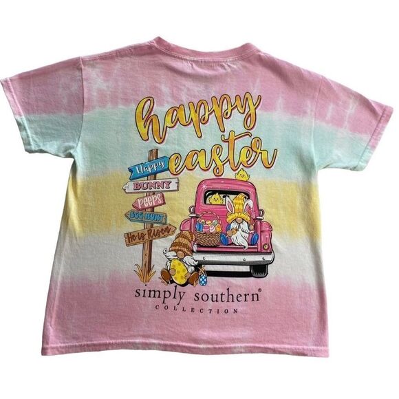 Simply Southern Big Girls SMALL Happy Easter Short Sleeve Top - Picture 1 of 10